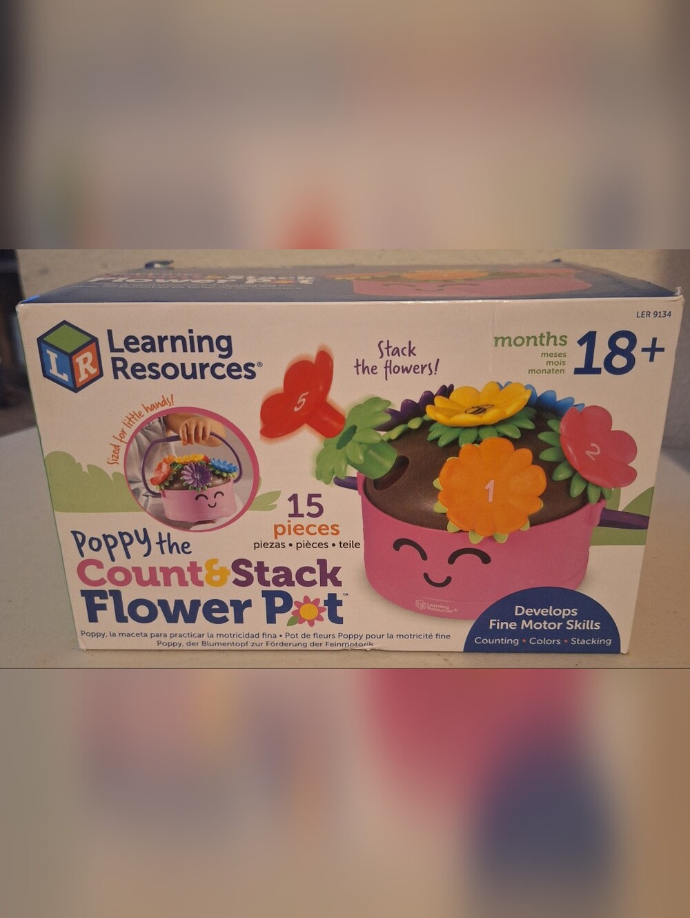 Learning Resources Poppy Count & Stack Flower Pot - Pink